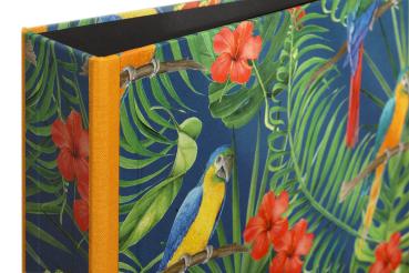 Preview: Aktenordner mit bunten Aras, Palmblättern und roten Hibiskusbüten